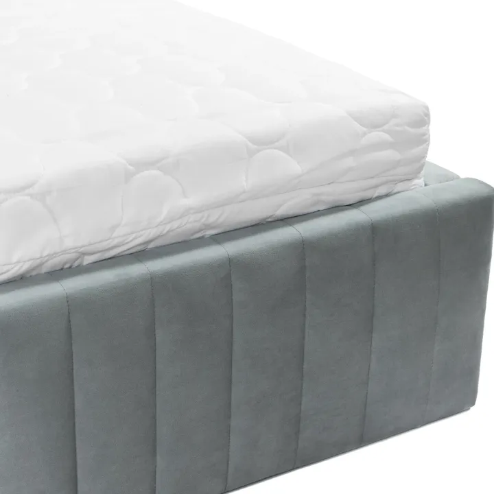 Letto contenitore alla francese 140x200cm imbottito velluto grigio Poffi