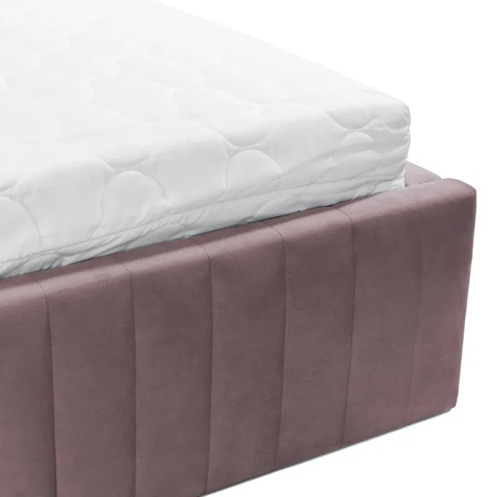 Letto contenitore alla francese 140x200cm imbottito velluto rosa Poffi