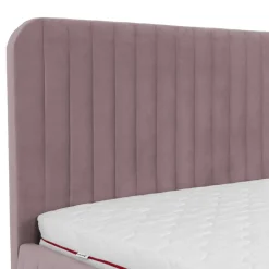 Letto contenitore alla francese 140x200cm imbottito velluto rosa Poffi