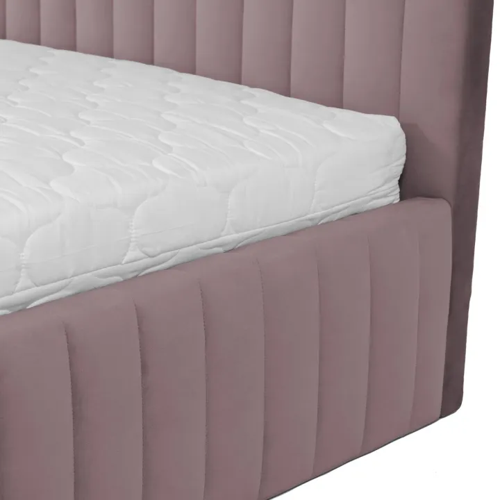 Letto contenitore alla francese 140x200cm imbottito velluto rosa Poffi