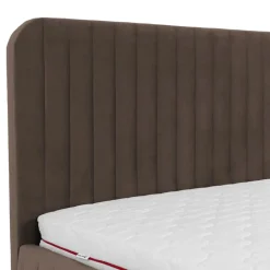 Letto contenitore alla francese 140x200cm imbottito velluto marrone Poffi