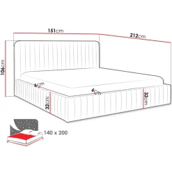 Letto contenitore alla francese 140x200cm imbottito velluto marrone Poffi