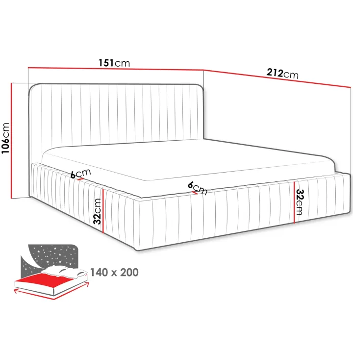 Letto contenitore alla francese 140x200cm imbottito velluto marrone Poffi