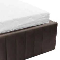 Letto contenitore alla francese 140x200cm imbottito velluto marrone Poffi