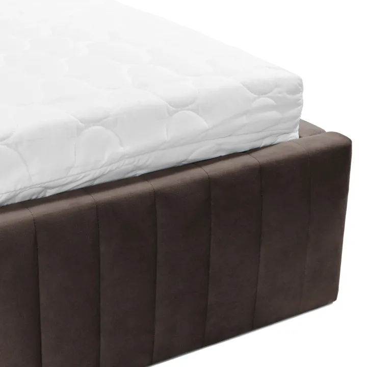 Letto contenitore alla francese 140x200cm imbottito velluto marrone Poffi