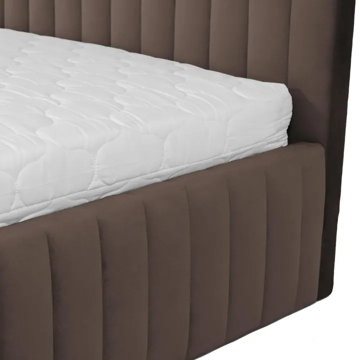 Letto contenitore alla francese 140x200cm imbottito velluto marrone Poffi