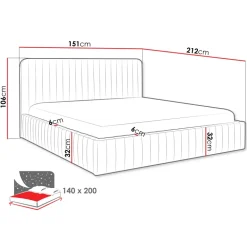 Letto contenitore alla francese 140x200cm imbottito velluto tortora Poffi