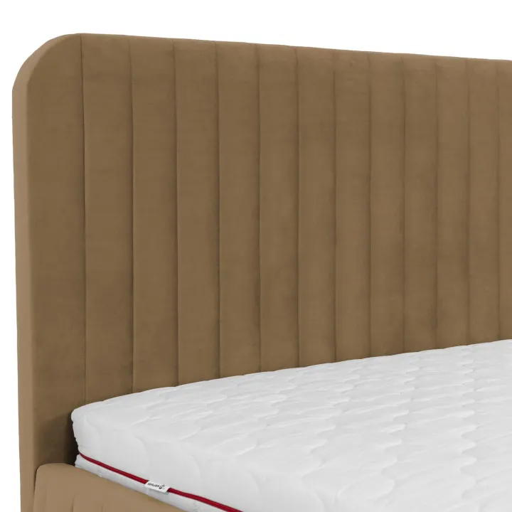 Letto contenitore alla francese 140x200cm imbottito velluto tortora Poffi