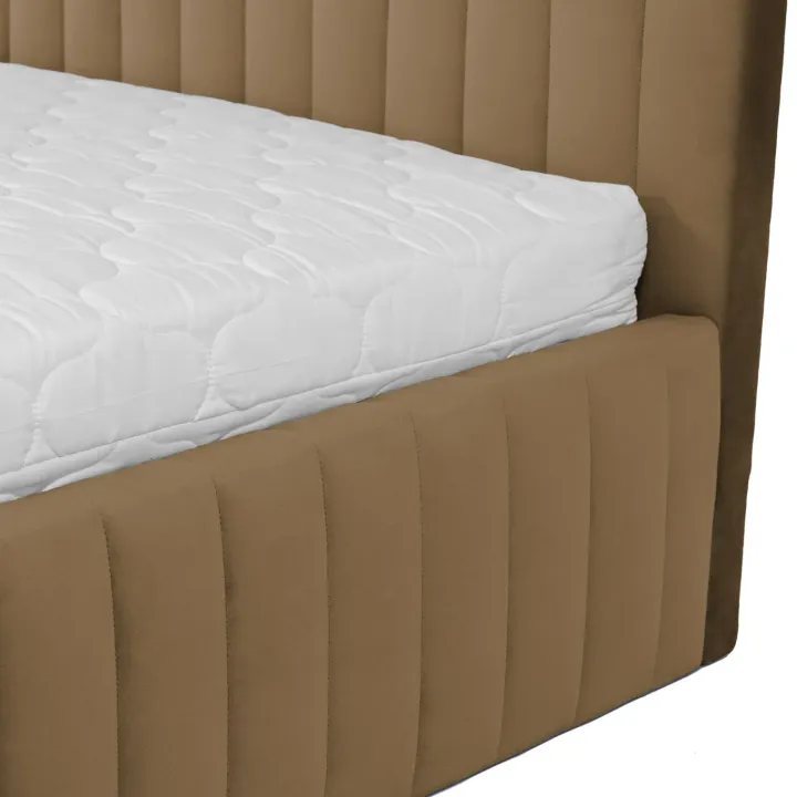 Letto contenitore alla francese 140x200cm imbottito velluto tortora Poffi