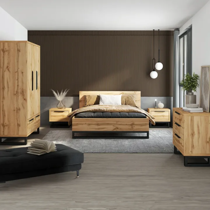Letto contenitore matrimoniale 160x200cm rovere nero Petra