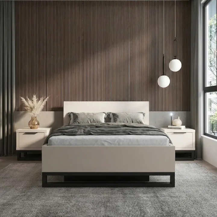 Letto contenitore matrimoniale 160x200cm beige cashmere Petra