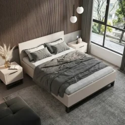 Letto contenitore matrimoniale 160x200cm beige cashmere Petra