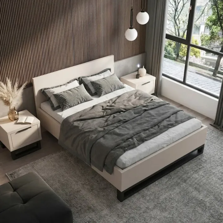 Letto contenitore matrimoniale 160x200cm beige cashmere Petra