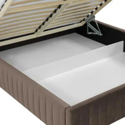 Letto contenitore matrimoniale 160x200 imbottito velluto marrone Poffi