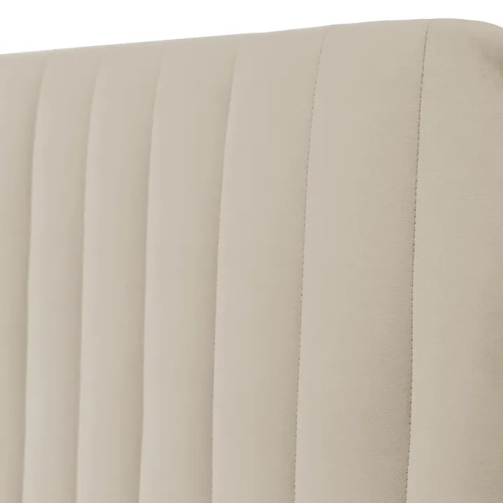 Letto contenitore matrimoniale 160x200 imbottito velluto beige Poffi