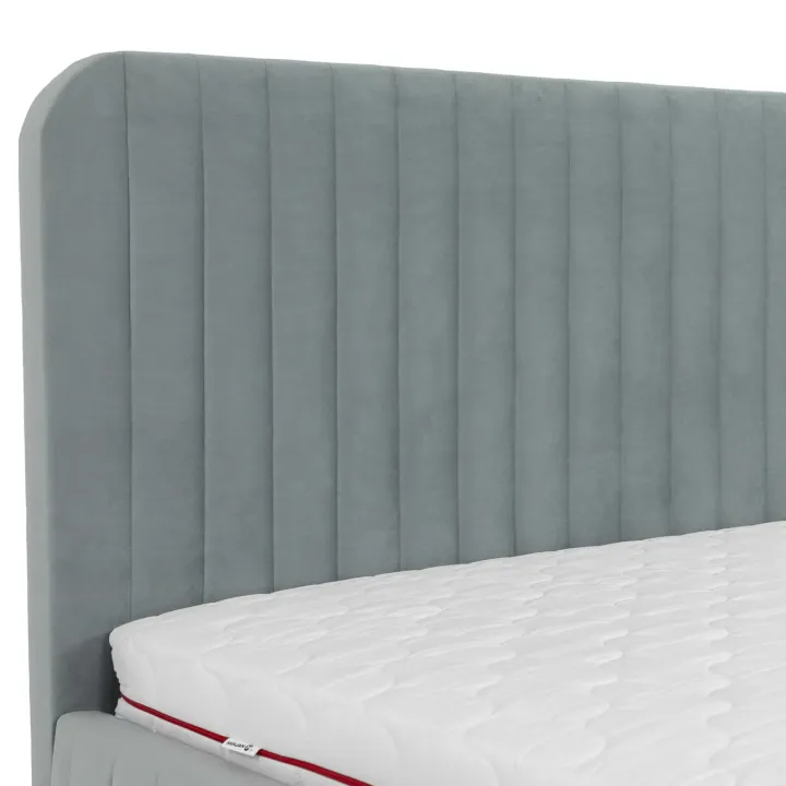 Letto contenitore matrimoniale 160x200 imbottito velluto grigio Poffi