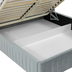 Letto contenitore matrimoniale 160x200 imbottito velluto grigio Poffi