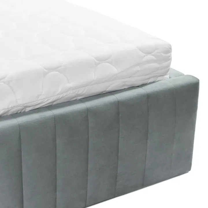 Letto contenitore matrimoniale 160x200 imbottito velluto grigio Poffi