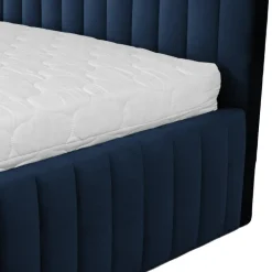 Letto contenitore matrimoniale 160x200 imbottito velluto blu Poffi