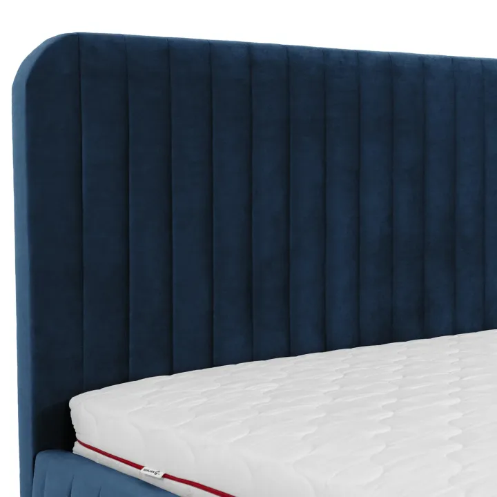 Letto contenitore matrimoniale 160x200 imbottito velluto blu Poffi