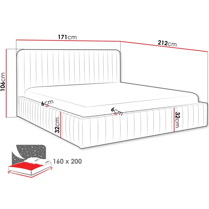 Letto contenitore matrimoniale 160x200 imbottito velluto blu Poffi