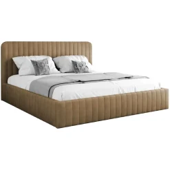 Letto contenitore matrimoniale 160x200 imbottito velluto tortora Poffi