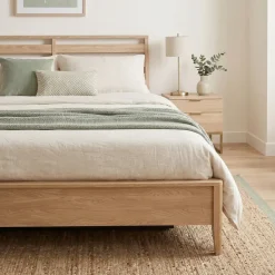 Letto in legno matrimoniale contenitore con rete 160x200cm rovere Noor