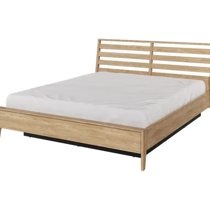 Letto in legno matrimoniale contenitore con rete 160x200cm rovere Noor