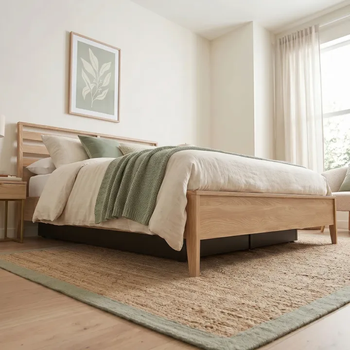 Letto in legno matrimoniale contenitore con rete 160x200cm rovere Noor