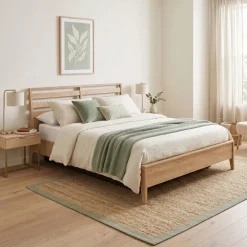Letto in legno matrimoniale contenitore con rete 160x200cm rovere Noor