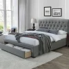 Letto matrimoniale con cassettoni in tessuto 160x200cm grigio Cathedral