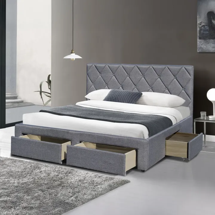 Letto matrimoniale con cassettoni 160x200cm grigio nero Galileo