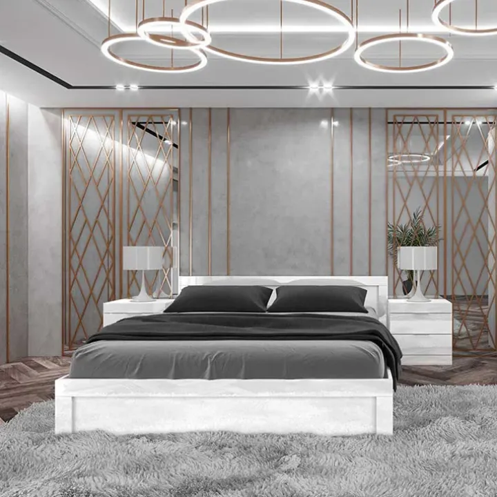 Letto matrimoniale con comodini 160x200cm bianco Alina
