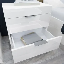 Letto matrimoniale con comodini 160x200cm bianco Alina