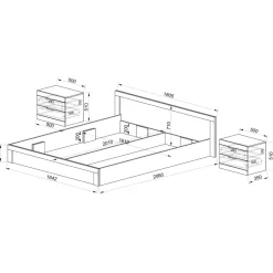 Letto matrimoniale con comodini 160x200cm bianco Alina
