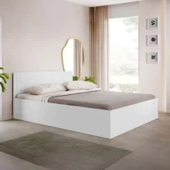 Letto matrimoniale contenitore 160x200 cm con rete a doghe bianco Athena