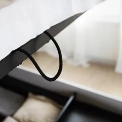 Letto matrimoniale contenitore 160x200cm con LED e presa USB-C grigio nero rovere Luna