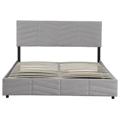 Letto matrimoniale contenitore 160x200 cm imbottito con rete e testiera regolabile grigio Perlier