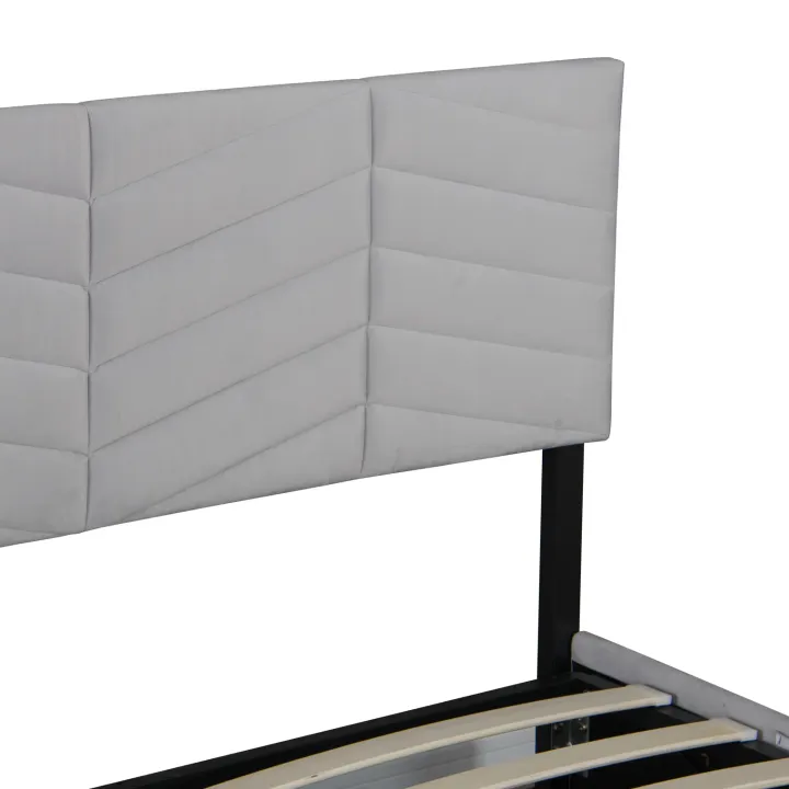 Letto matrimoniale contenitore 160x200 cm imbottito con rete e testiera regolabile grigio Perlier