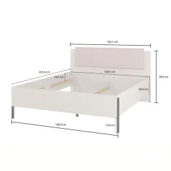Letto matrimoniale contenitore 160x200cm con rete testiera imbottita beige cashmere Simple