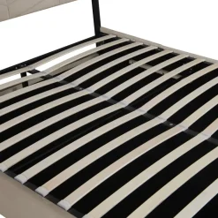 Letto matrimoniale contenitore 160x200 cm imbottito con rete e testiera regolabile beige Perlier