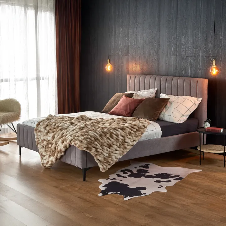 Letto matrimoniale imbottito 160x200cm grigio chiaro Varano