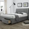 Letto matrimoniale in tessuto con cassettoni 160x200cm grigio Anita Gihome®