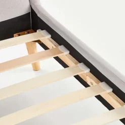 Letto matrimoniale in tessuto 160x200cm grigio chiaro legno naturale Pompei Gihome®