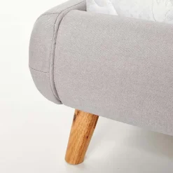 Letto matrimoniale in tessuto 160x200cm grigio chiaro legno naturale Pompei Gihome®