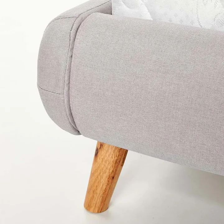 Letto matrimoniale in tessuto 160x200cm grigio chiaro legno naturale Pompei Gihome®