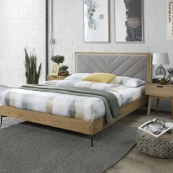 Letto matrimoniale moderno 160x200cm rovere grigio chiaro Viverone