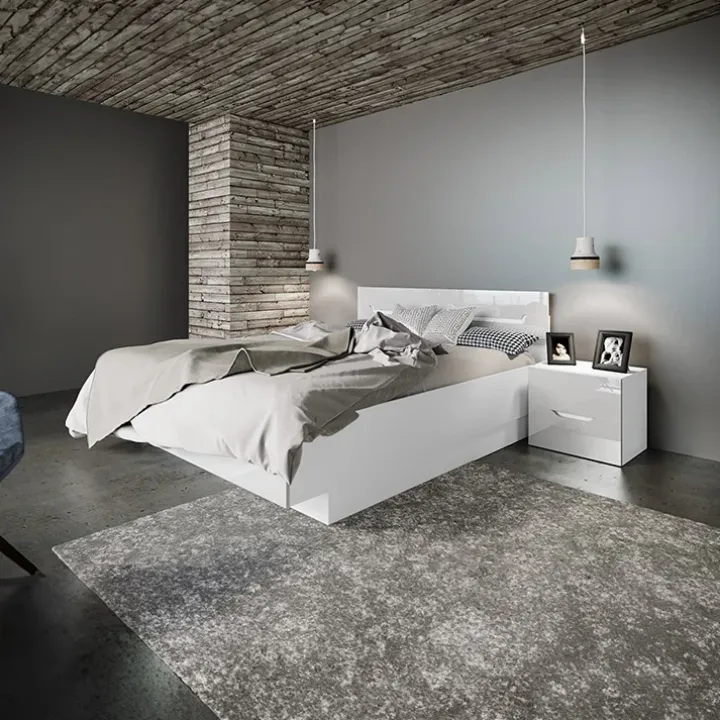 Letto matrimoniale standard 160x200cm bianco lucido Twilight