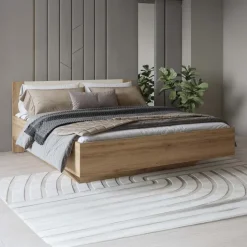 Letto matrimoniale standard 160x200cm rovere beige Ama
