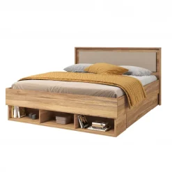 Letto matrimoniale standard 160x200cm con cassettoni rovere tortora Lise